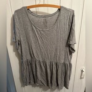 (3/$20) George large grey Short Sleeve peplum babydoll Top
